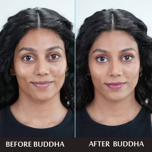 Buddha Natural Liquid Foundation Matte Sunkiss Beige - before and after use 