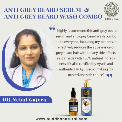 Anti Grey Beard Serum & Anti Grey Beard Wash Combo - 100% Ayush Certified - Restore Natural Black Color of Beard