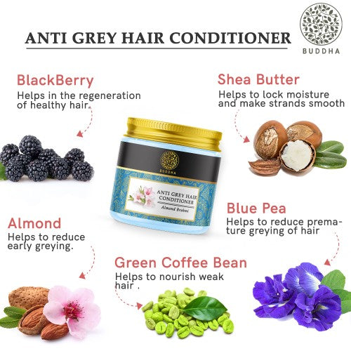buddha natural anti grey hair conditioner ingredient image - best conditioner for grey hair