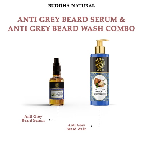 Anti Grey Beard Serum & Anti Grey Beard Wash Combo - 100% Ayush Certified - Restore Natural Black Color of Beard
