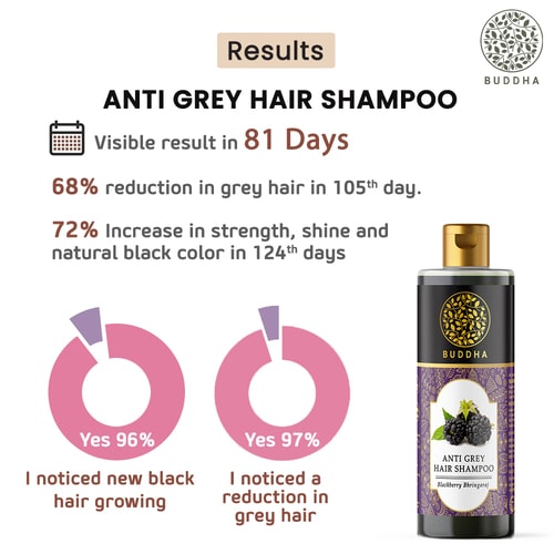 buddha natural Anti Grey Hair Shampoo - visible result in 81 days