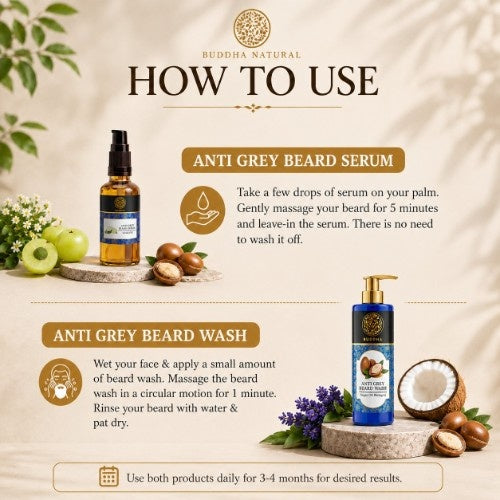 How to Use Buddha Natural Anti Grey Beard Serum & Anti Grey Beard Wash Combo