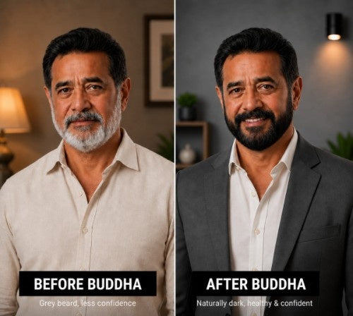 Buddha Natural Anti Grey Beard Serum & Anti Grey Beard Wash Combo Male Testimonial Before After 