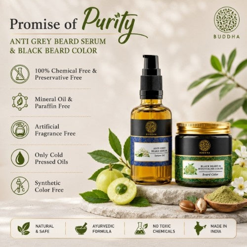 Promise of Purity of Anti Grey Beard Serum Oil & Beard Black Color Combo 