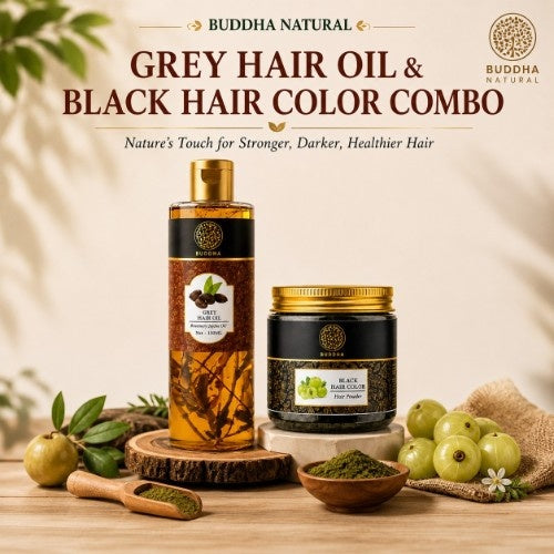 Anti Grey Hair Oil & Black Hair Color Powder Combo