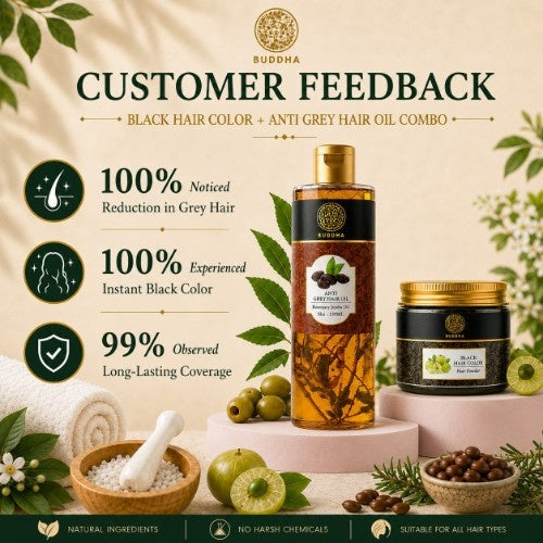 Customer Feedback Anti Grey Hair Oil & Black Hair Color Powder Combo