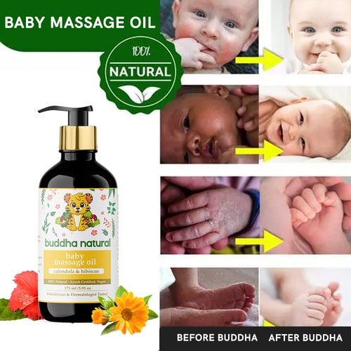 before and after use of Buddha Natural Baby Massage Oil