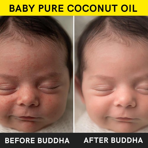 Buddha Natural Baby Pure Coconut Oil before after  use