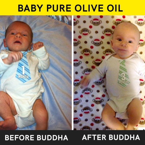 Buddha Natural Baby Pure Olive Oil - before after use 
