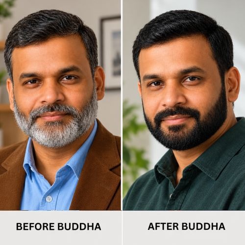 BUDDHA NATURAL ANTI GREY BEARD SERUM BEFORE & AFTER