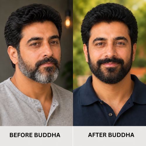 BUDDHA NATURAL ANTI GREY BEARD SERUM BEFORE & AFTER