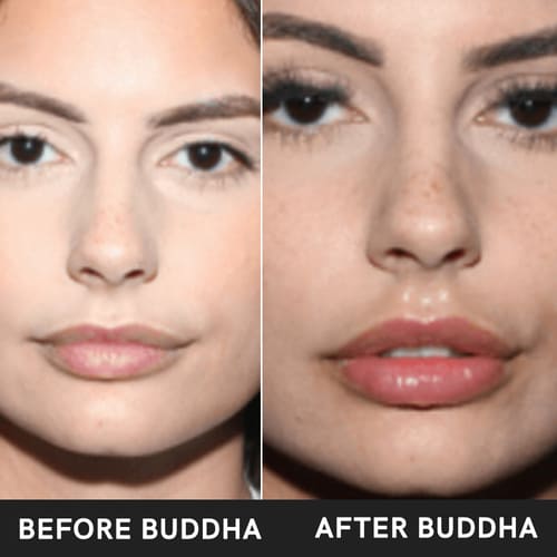 buddha natural raspberry kiss lip balm before after image
