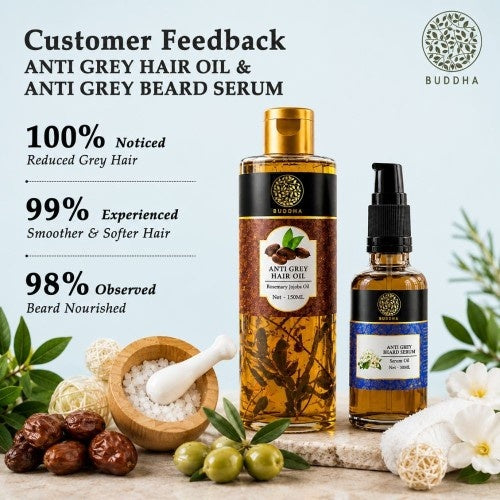Customer feedback of Buddha Natural Hair oil and Grey Beard Serum Combo