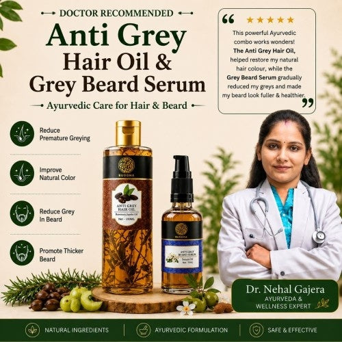 Dr. Nehal Suggesting Buddha Natural Hair oil and Grey Beard Serum Combo