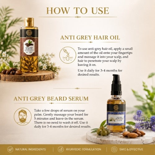 How to use Buddha Natural Hair oil and Grey Beard Serum Combo