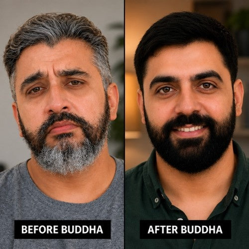 Buddha Natural Anti Grey Hair Oil & Anti Grey Beard Serum Combo - Testimonial Before and After 