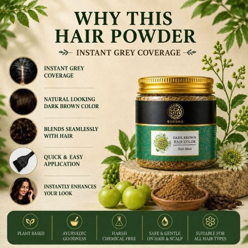 Buddha Natural Dark Brown Hair Color Powder - Why This Hair Powder 