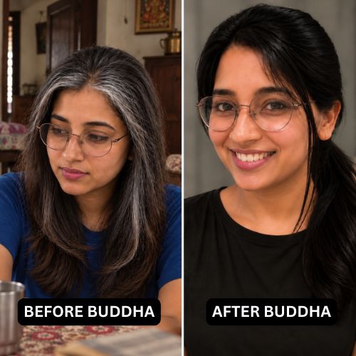 Buddha Natural Anti Grey Hair Oil Before after