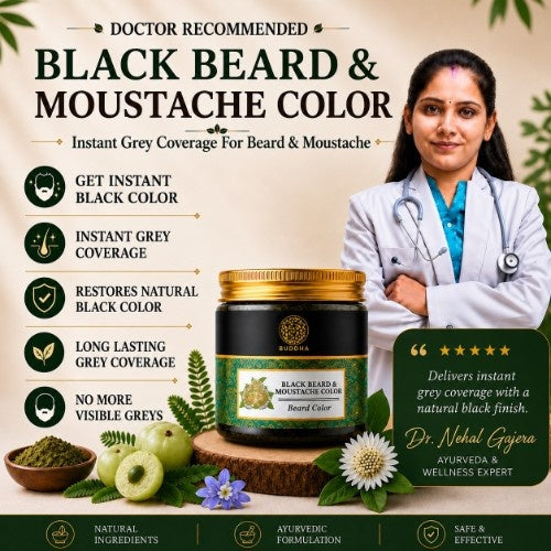 Dr. Nehal Gajera Suggest Buddha Natural Beard & Moustache Black Color 