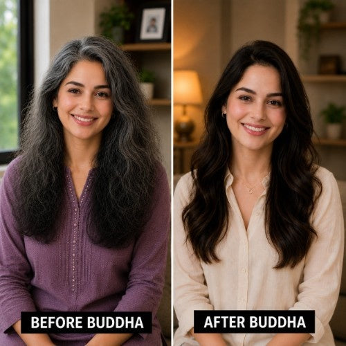 Buddha Natural Dark Brown Hair Color Powder Female Testimonial 