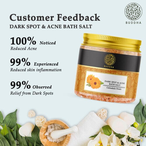Buddha Natural Dark Spots & Acne Bath Salt  - customer feedback - calendula bath soak -  calendula epsom salt