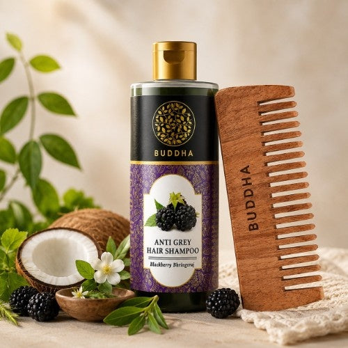 Buddha Natural Anti Grey Hair Shampoo with Neem Comb 