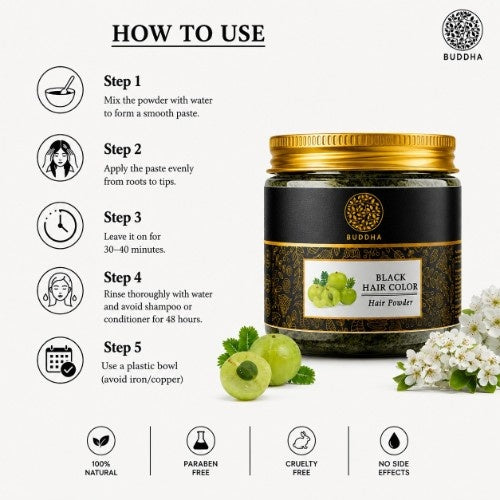 Buddha Natural Black Hair Color Powder How To Use