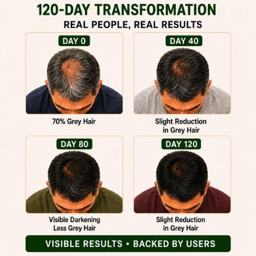 Buddha Natural -Anti Grey Hair Oil &  Shampoo Combo - 120 Days Transformation Image