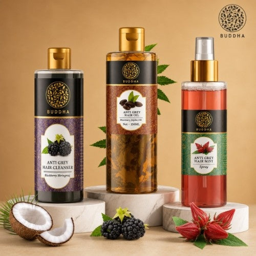 Buddha Natural Anti Grey Hair Oil, Mist and Shampoo