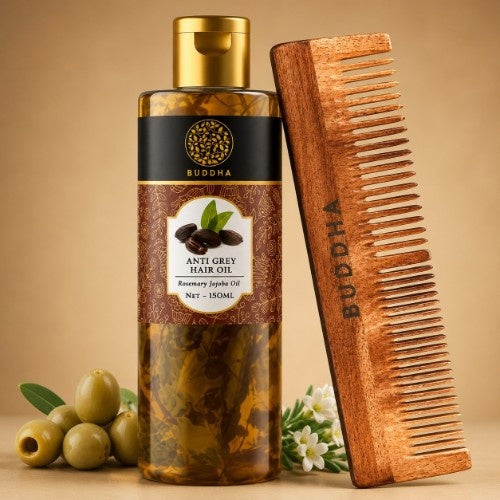 Buddha Natural Anti Grey Hair Oil with comb