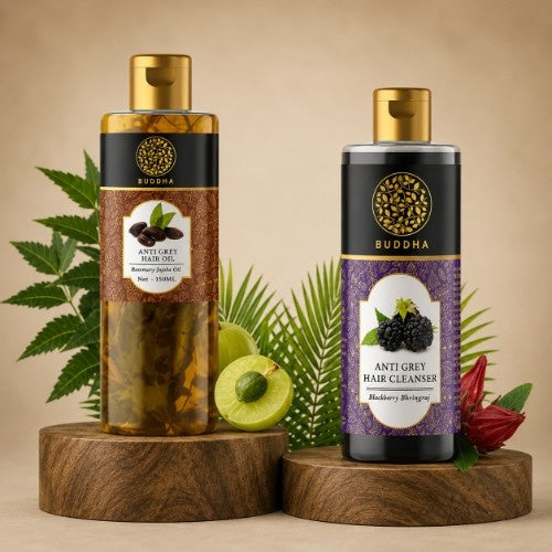 Buddha Natural Anti Grey Hair Oil and shampoo