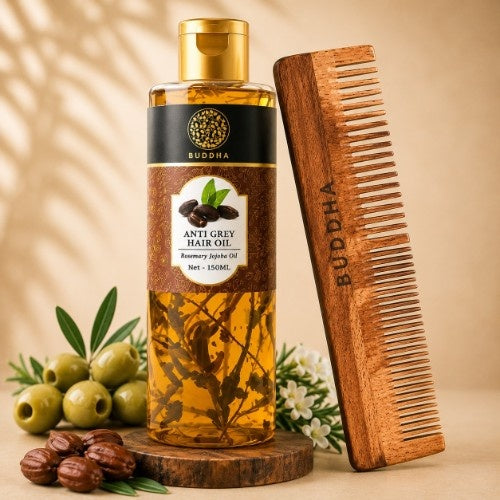 Buddha Natural Anti Grey Hair Oil with Double Teeth Comb 