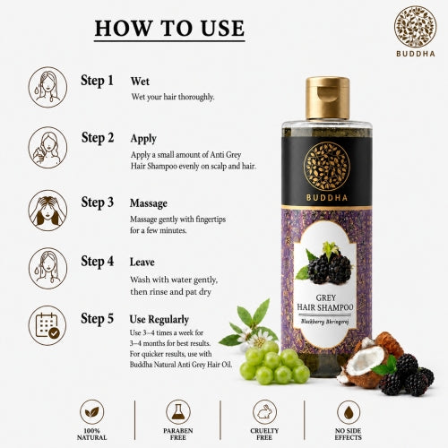 Buy Anti Grey Hair Shampoo Online - Reduce the Visibility of Grey Hair
