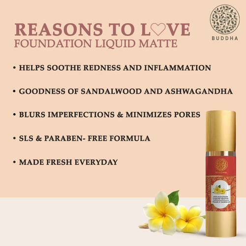 Buddha Natural Liquid Foundation Matte With Rose Honey - reason to love