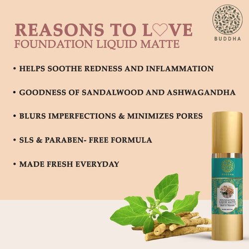 Buddha Natural Liquid Foundation Matte In Warm Mocha - reason to love