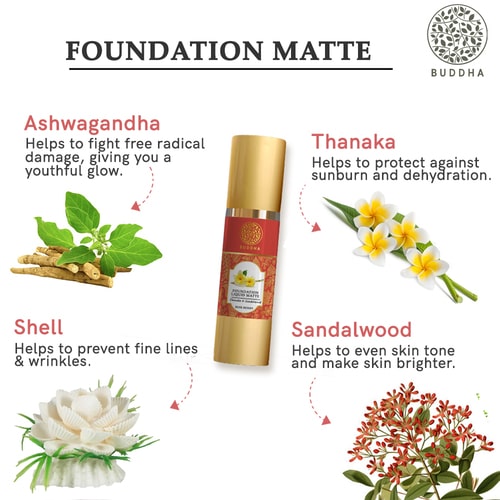 Buddha Natural Liquid Foundation Matte With Rose Honey - ingredients 