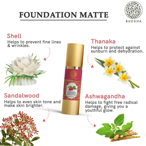 Buddha Natural Liquid Foundation Matte Sunkiss Beige - benefits 