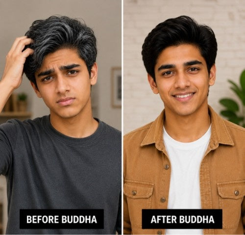 Buddha Natural Grey Hair Oil For Teenagers Male Testimonial Before After 