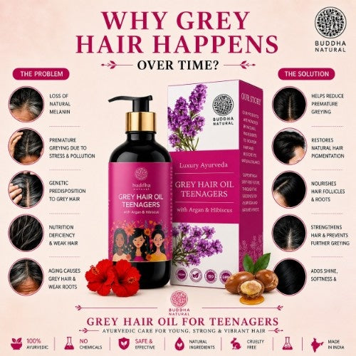 The Problem Solution is Buddha Natural Grey Hair Oil For Teenagers