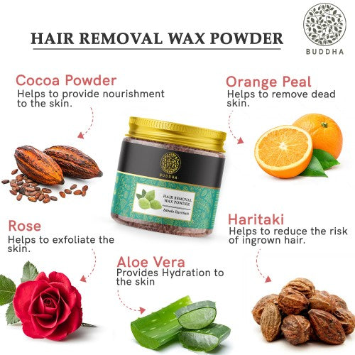 buddha natural chocolate hair removal wax powder ingredient image