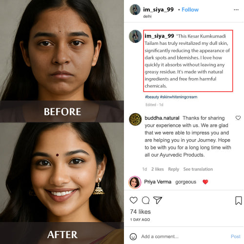 Buddha Natural Kesar Kumkumadi Tailam Testimonial