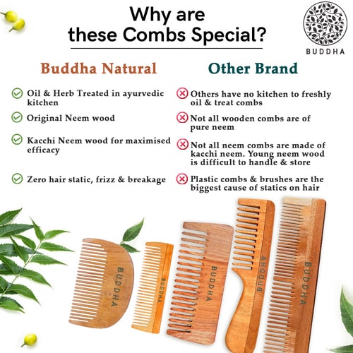 Buddha Natural Baby Comb with Handle vs other comb