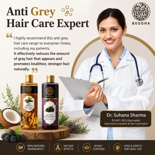 Buddha Natural -Anti Grey Hair Oil &  Shampoo Combo -Doctor Page Image