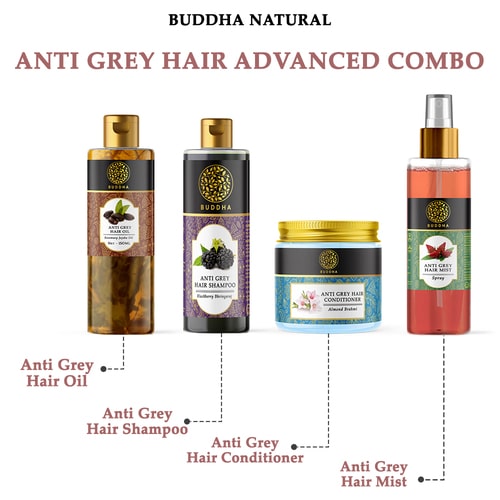 Buddha Natural Combo  - shampoo for grey hair, anti grey hair spray