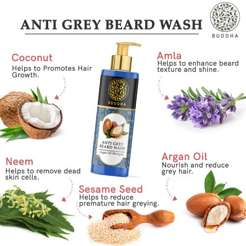 buddha natural anti grey hair beard wash ingredient image