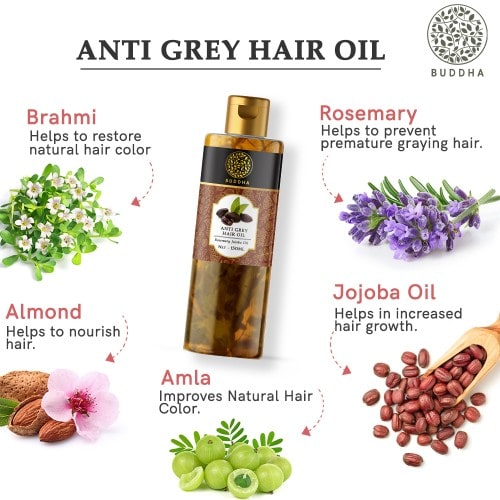 buddha natural anti grey hair oil ingredient image - white hair to black hair oil