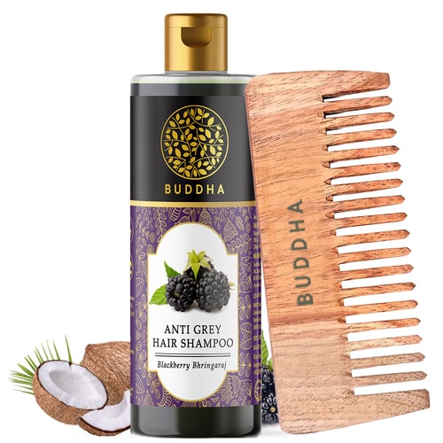 buddha natural Anti Grey Hair Shampoo and comb