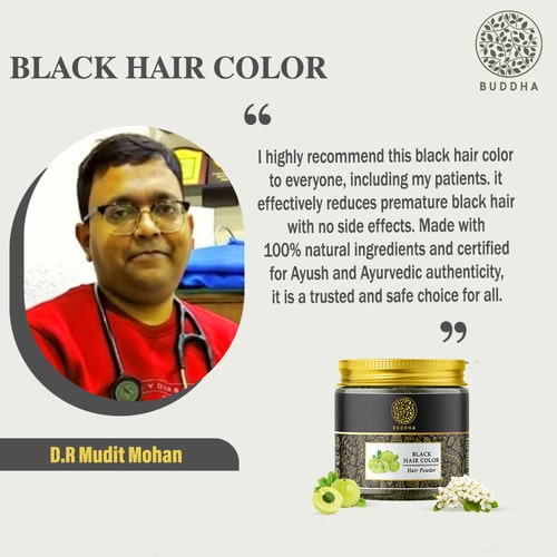 Buddha Natural Black Hair Color Powder - recommended By Dr. Mudit Mohan