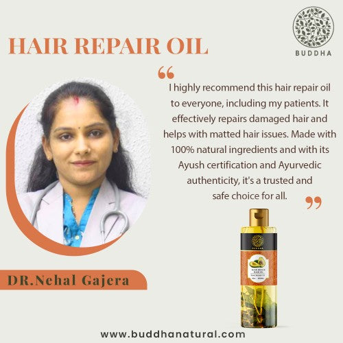Buddha Natural Hair Repair Oil - recommended by Dr. Nehal Gajera
