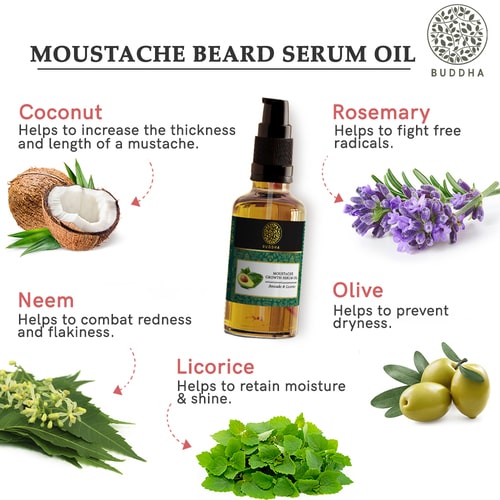 Buddha Natural Moustache Growth Serum Oil - benefits 